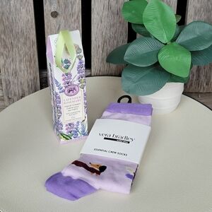 Vera Bradley Purple Holiday Hounds Essential Crew Socks & Lavender Hand Cream